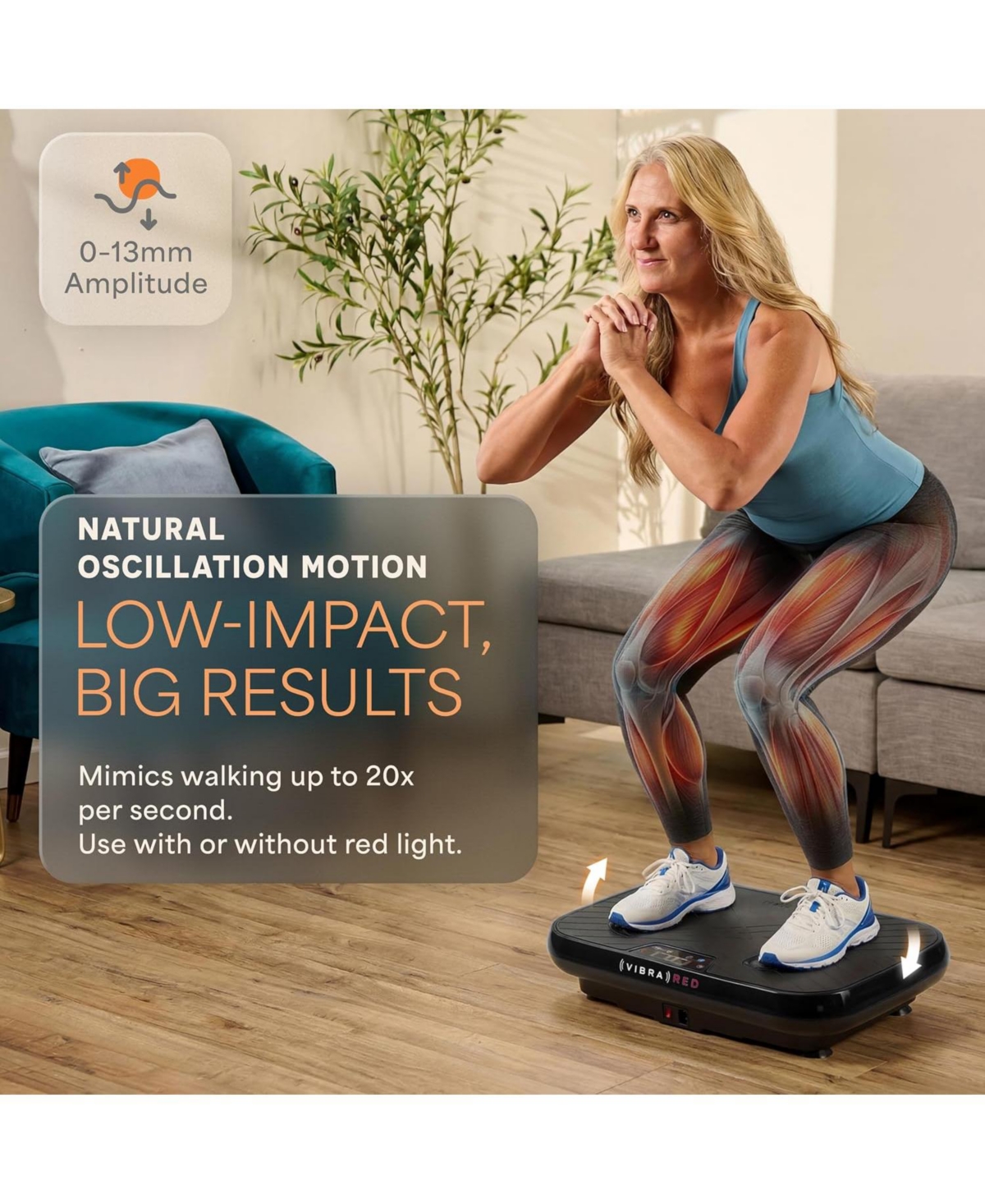 Lifepro Vibration Plate Exercise Machine with Light Therapy Low Impact Platform and Resistance Bands