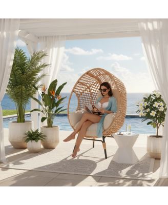 Elegant Arc Back Hanging Egg Chair with 8-Inch Cushion