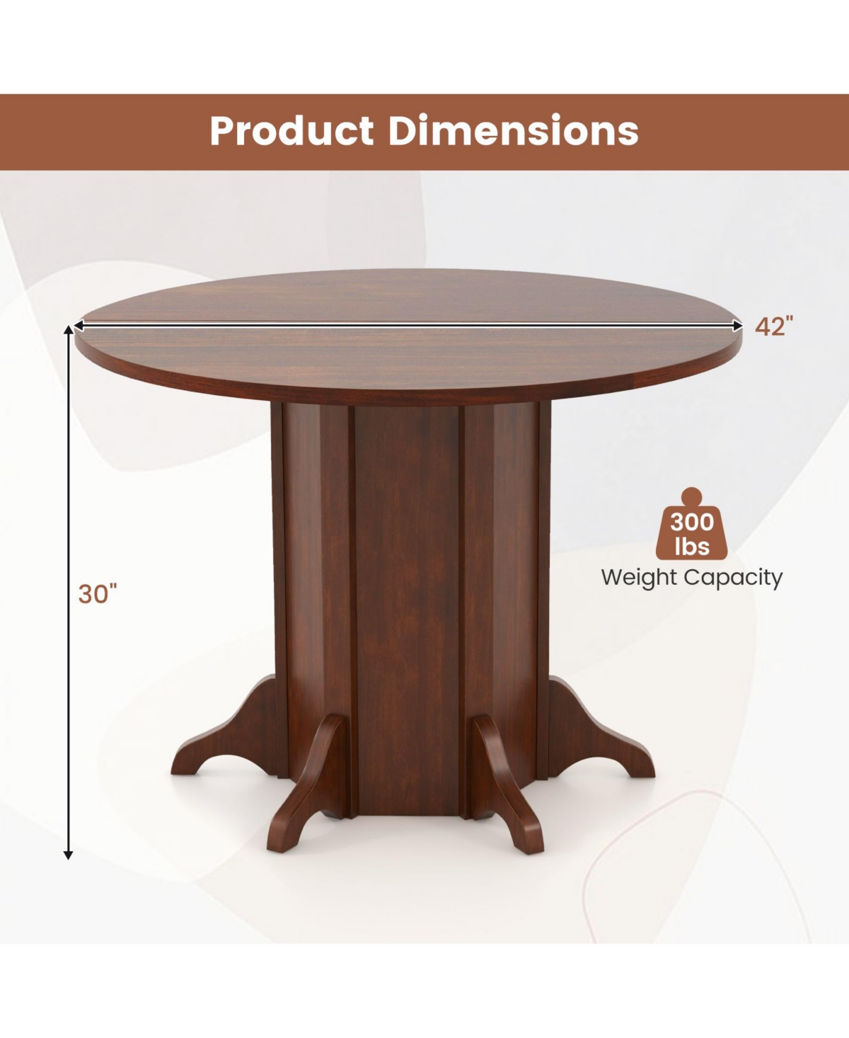 Mecale 42-Inch Round Pedestal Dining Table for 4-6