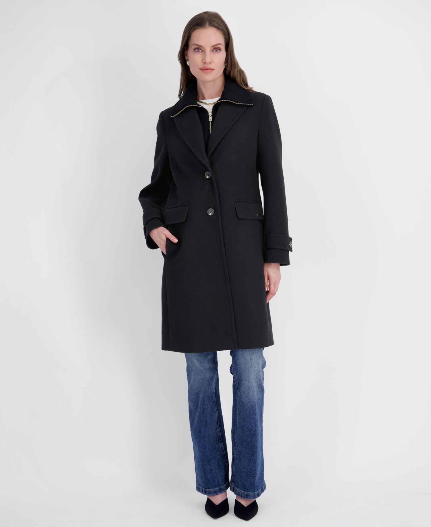 Women's Single-Breasted Knit Bibbed Coat