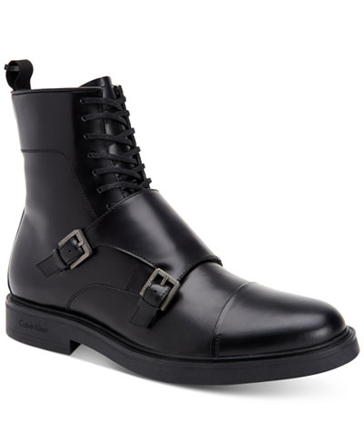 Calvin Klein Men's Davis Monk Strap Leather Boots