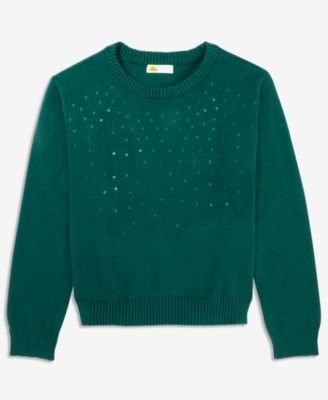 Girls' 4-16 Sequin Dreamyarn Crewneck Long-Sleeve Sweater