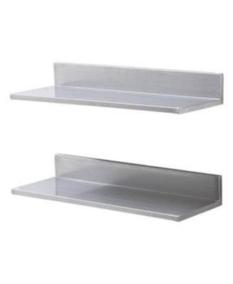 Stainless Steel Floating Wall Shelves Set of 2 with Backsplash for Kitchen Restaurant Storage