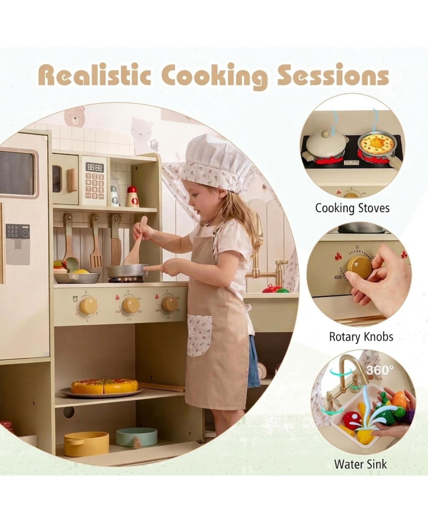 Детские игрушки SUGIFT Corner-Fit Wooden 21-Piece Play Kitchen, Ages 3+, цвет: Зелёный — фото 6