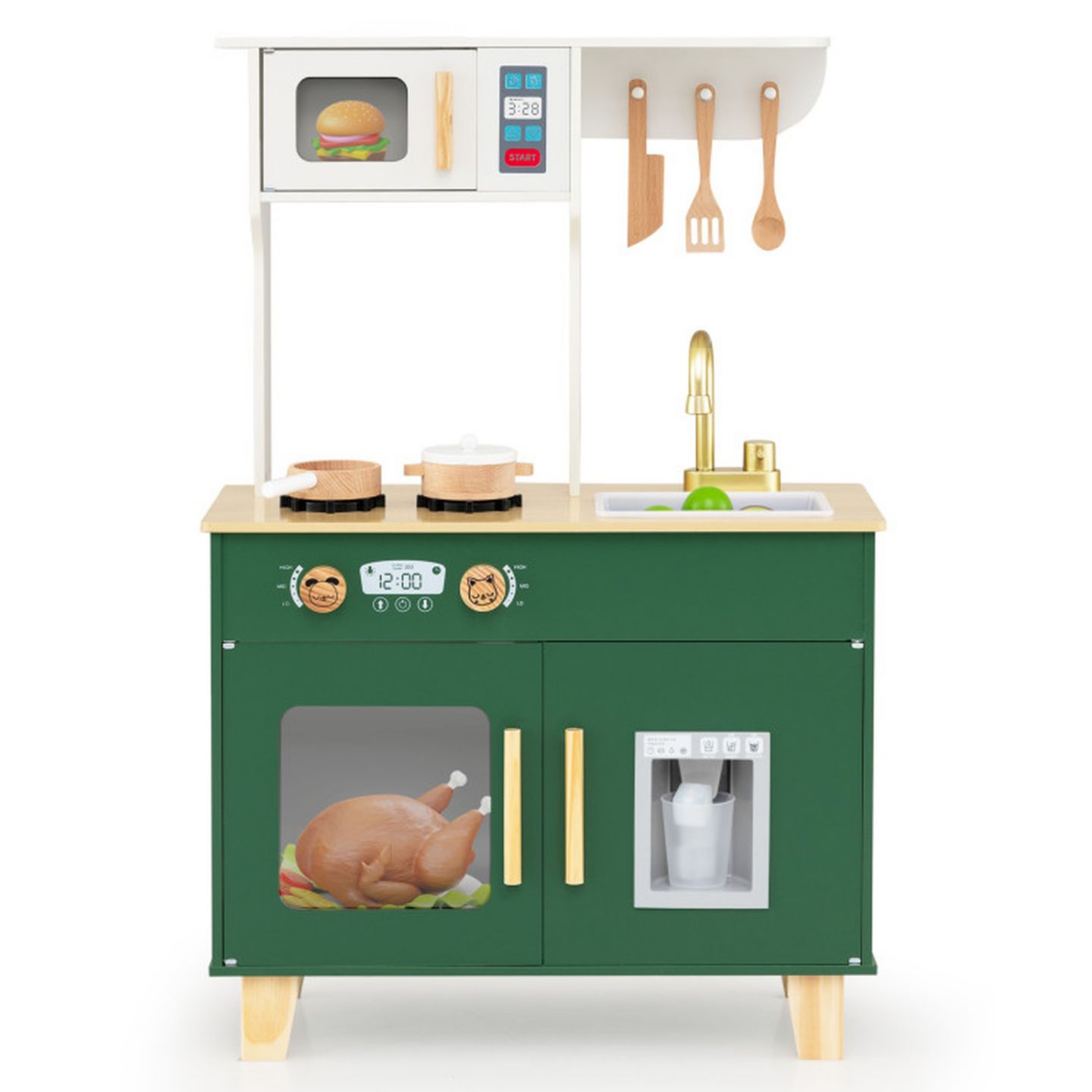 Детская игрушка SUGIFT Compact Microwave Play Kitchen With Clicking Knobs, Ages 3-6, цвет: Зелёный — фото 11
