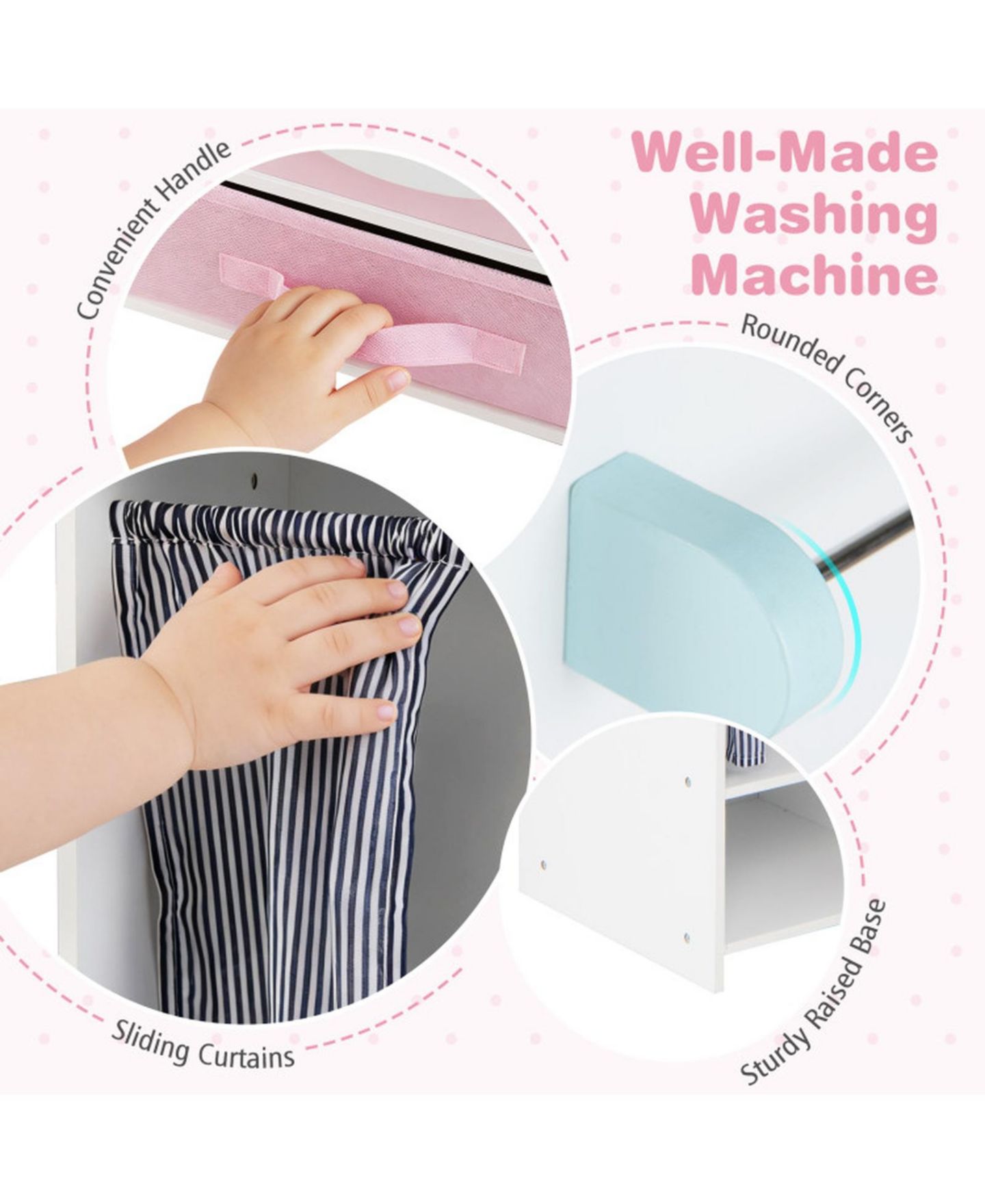 Детский игровой набор SUGIFT Kids Laundry Dual Washers Ironing Board Playset, Ages 3+, цвет: Розовый — фото 4