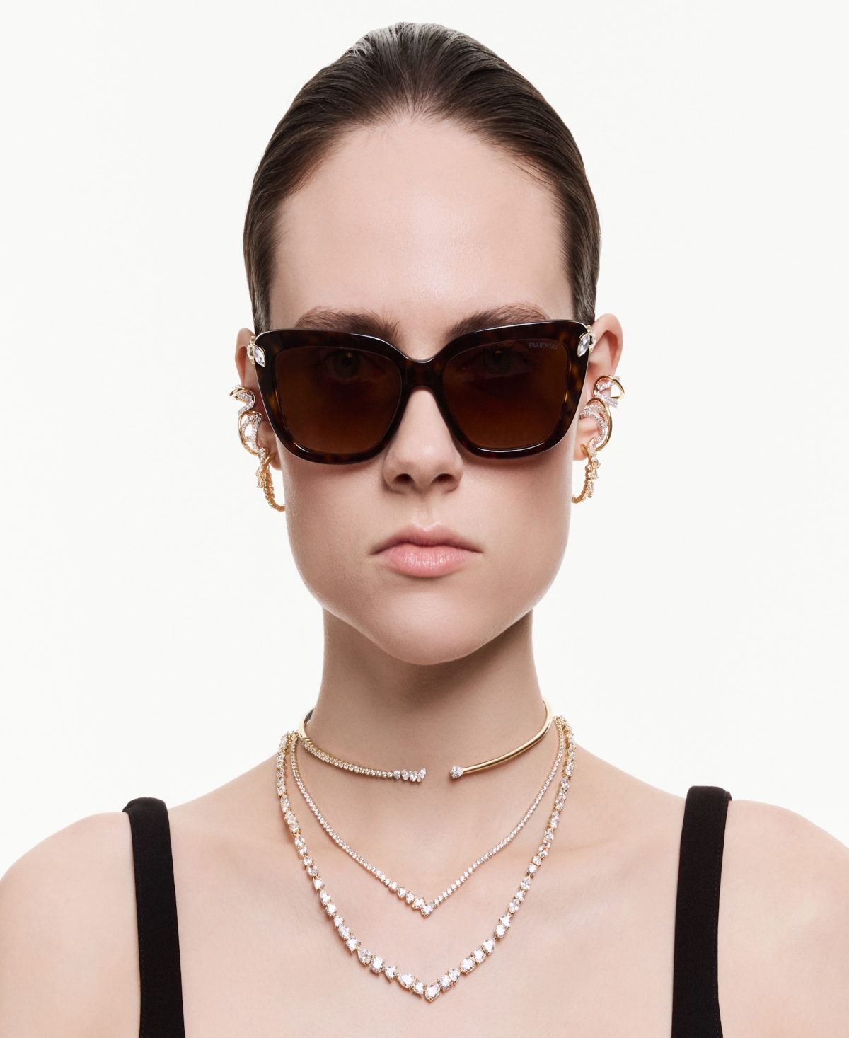 Swarovski Gold-Tone Plated White Crystal Necklace