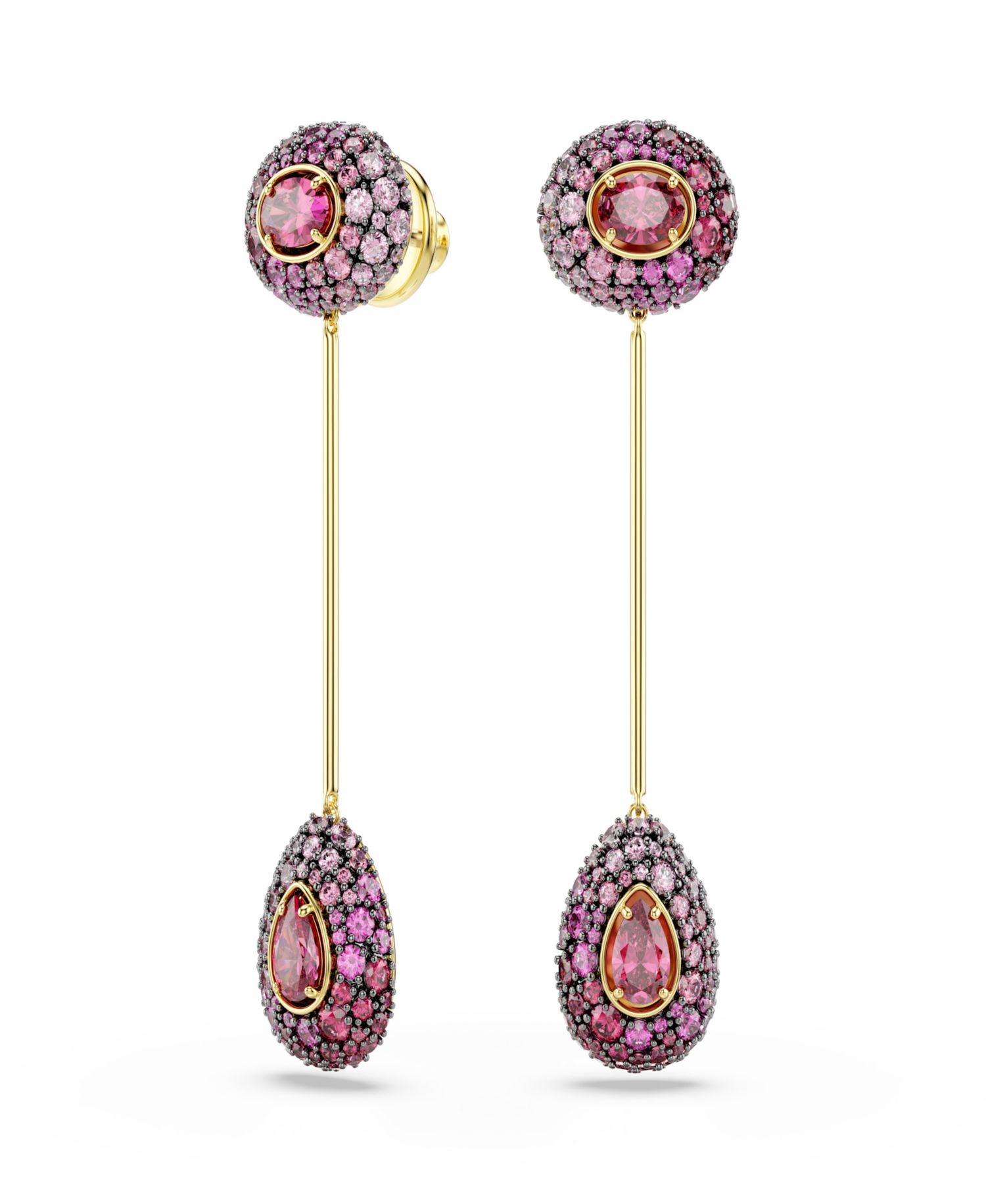 Gold-Tone Plated Red Crystal Earrings