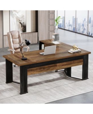 70.86" L-Shaped Desk with File Cabinet