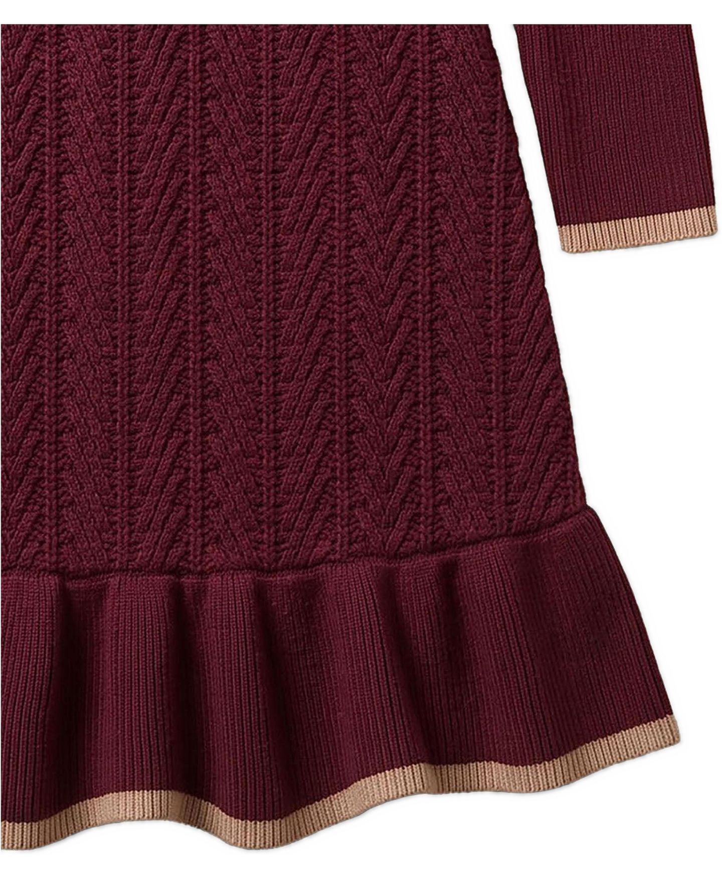Платье Hope & Henry Organic Mock Neck Flounce Hem Sweater Dress для девочек, цвет: Тёмно-бордовый — фото 3