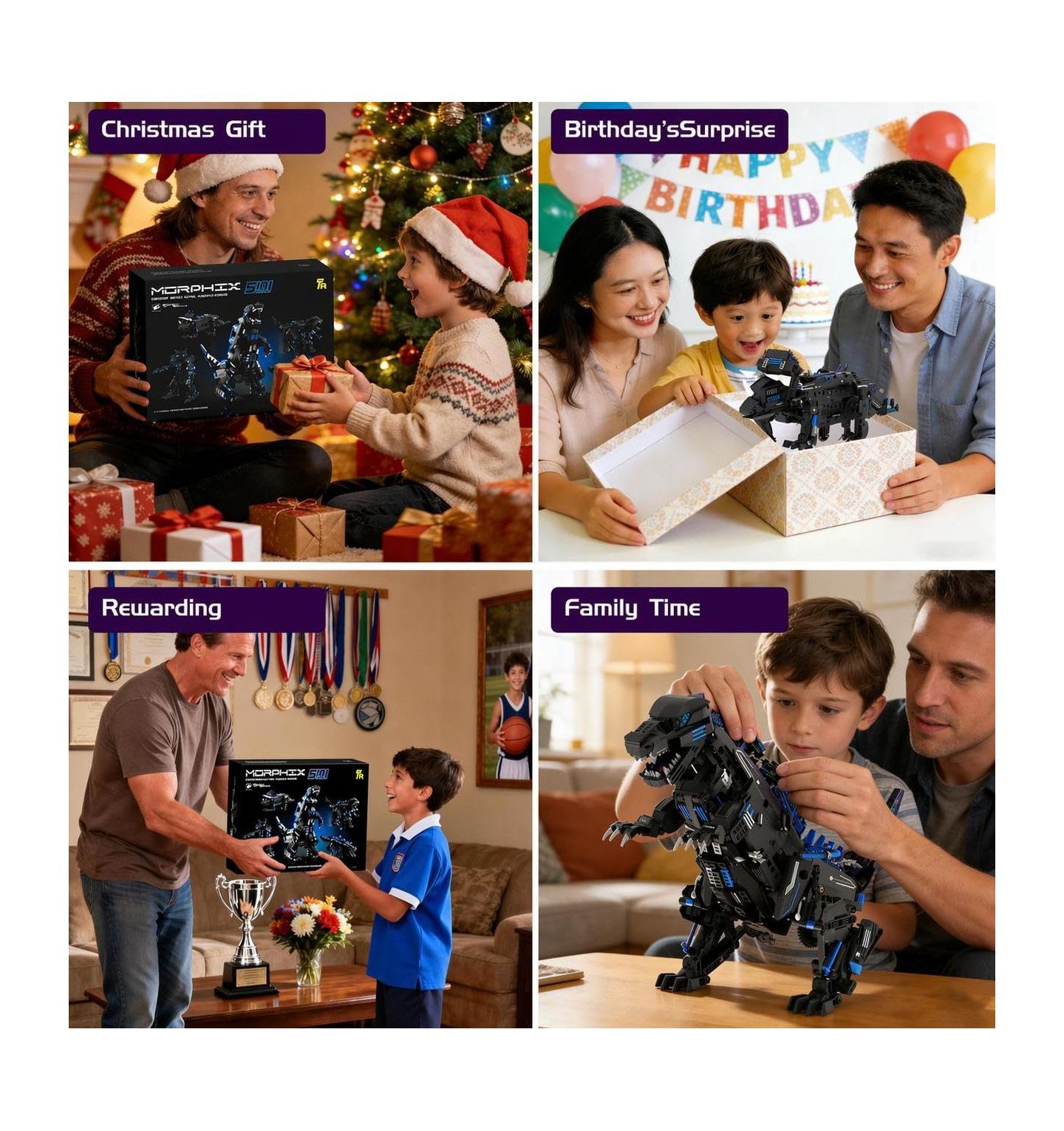 Детский конструктор homfan Dinosaur 5-in-1 Remote Control Programmable Building Set, Ages 6-12 — фото 3