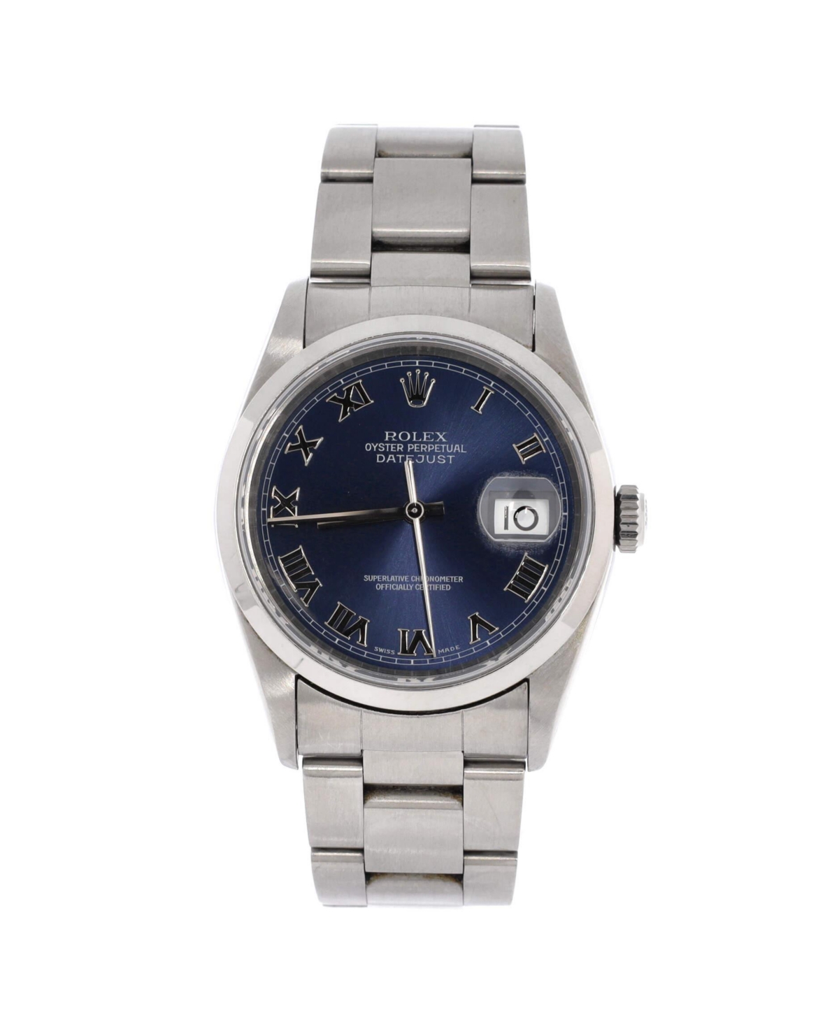 PreOwned Rolex Oyster Perpetual Datejust Automatic Watch in Stainless Steel 36mm  Dial color blue