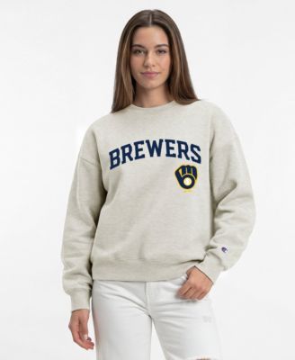 Women's Milwaukee Brewers Crewneck Screen-Print Relaxed-Fit Sweatshirt