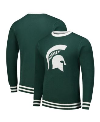 Men's and Women's Green Michigan State Spartans Renew Knit Vintage Pullover Sweater