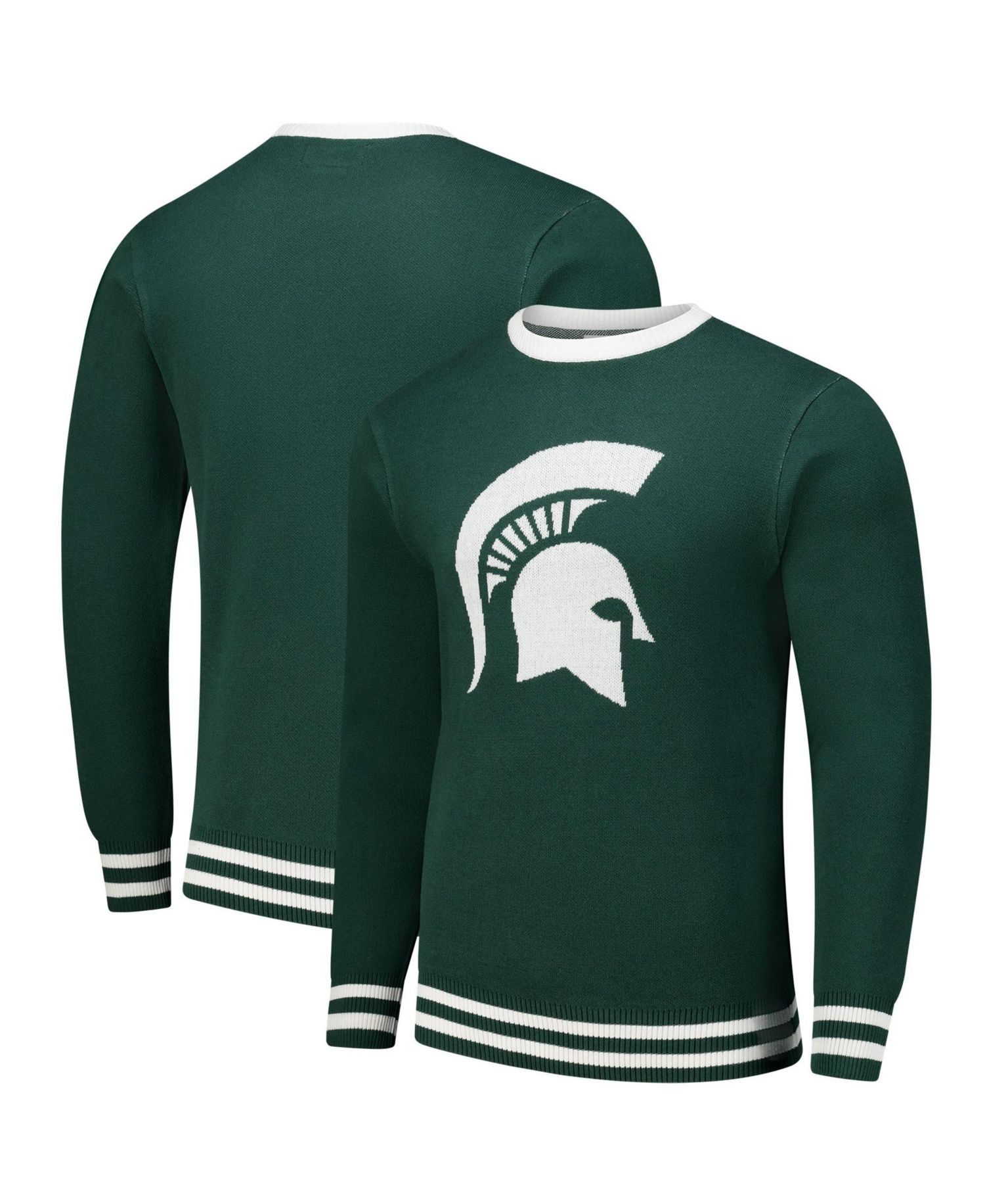Men's and Women's Green Michigan State Spartans Renew Knit Vintage Pullover Sweater