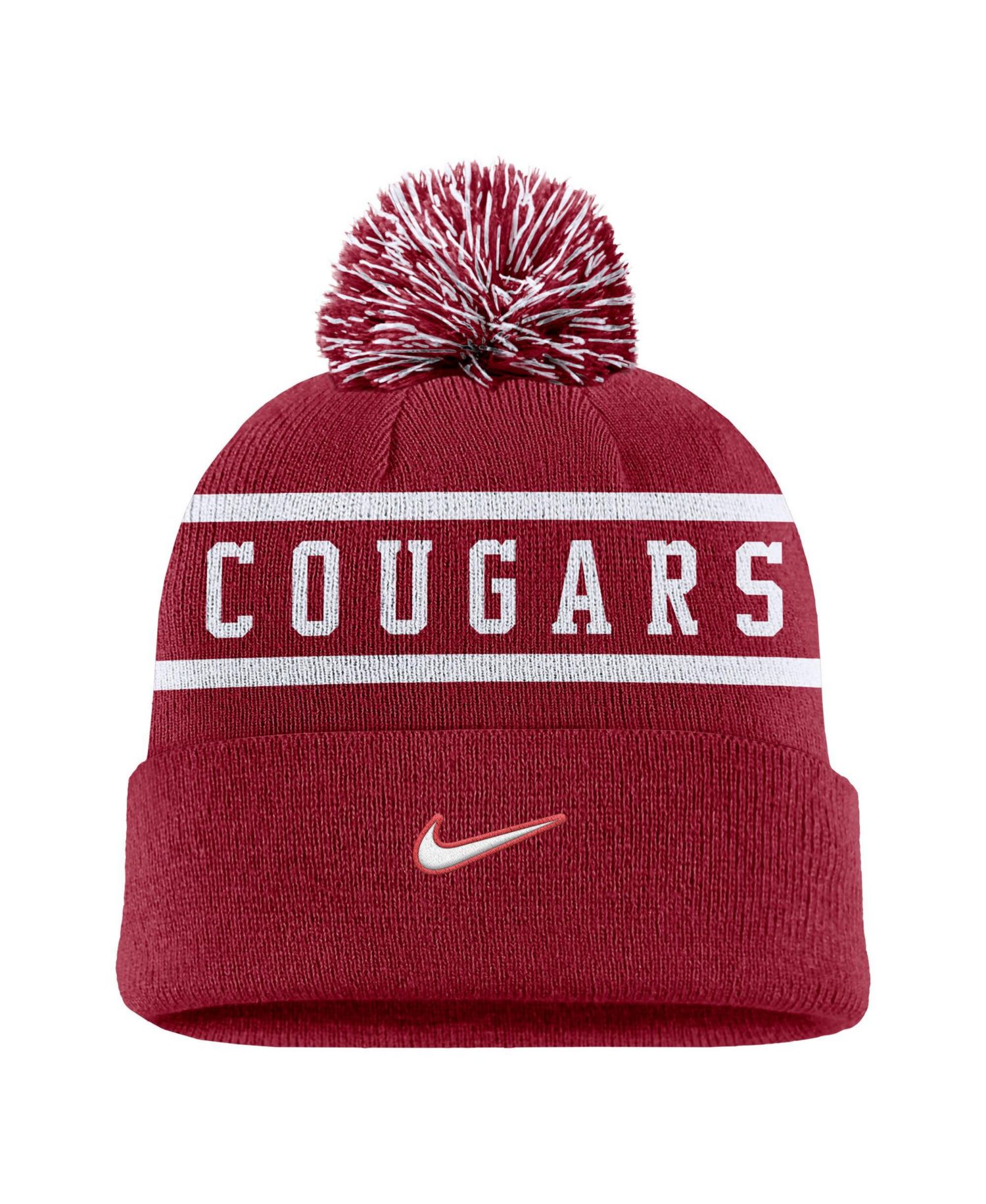 Men's Crimson Washington State Cougars Peak Cuffed Knit Hat with Pom