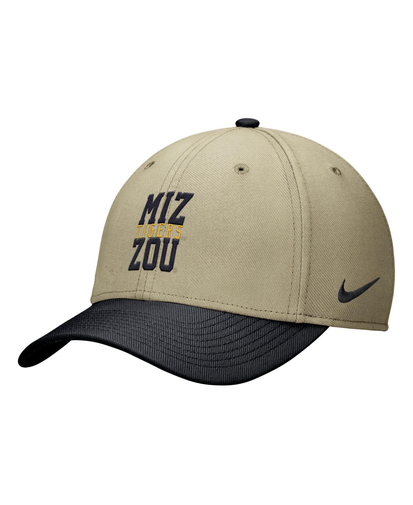 Мужской головной убор Nike Beige/Black Missouri Tigers Dri-FIT SwooshFlex Hat — фото 1