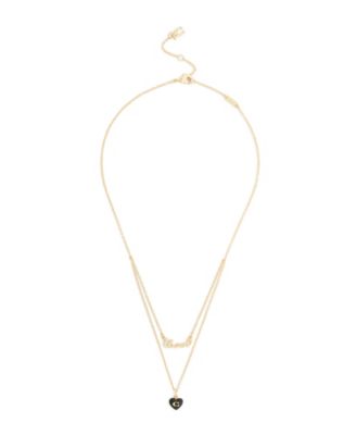 Black Signature Heart Resin Layered Necklace