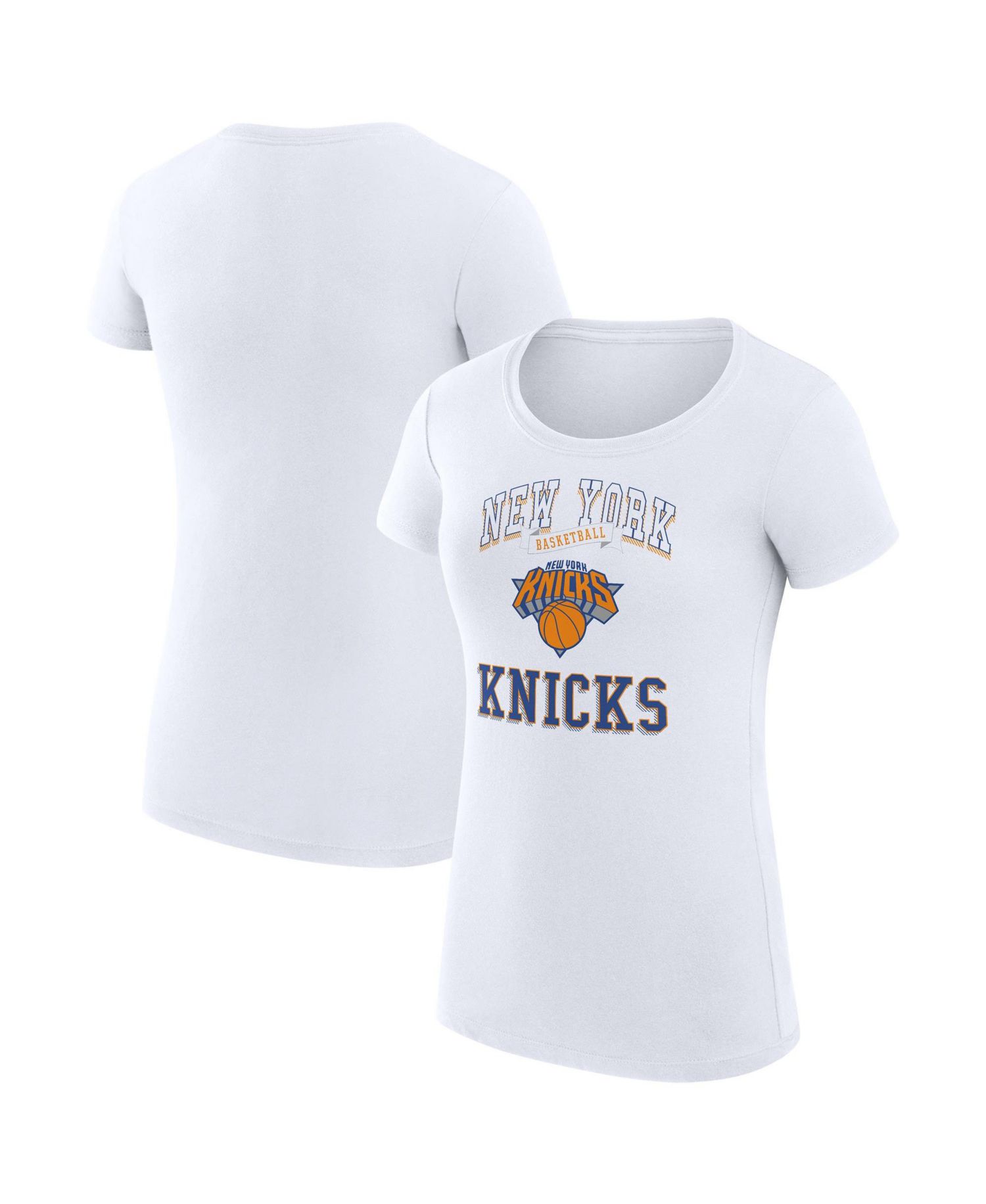 Women's White New York Knicks Super-Slim Fit Lightweight Team Logo T-Shirt