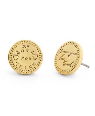 Gold Heritage Signature Coin Stud Earrings