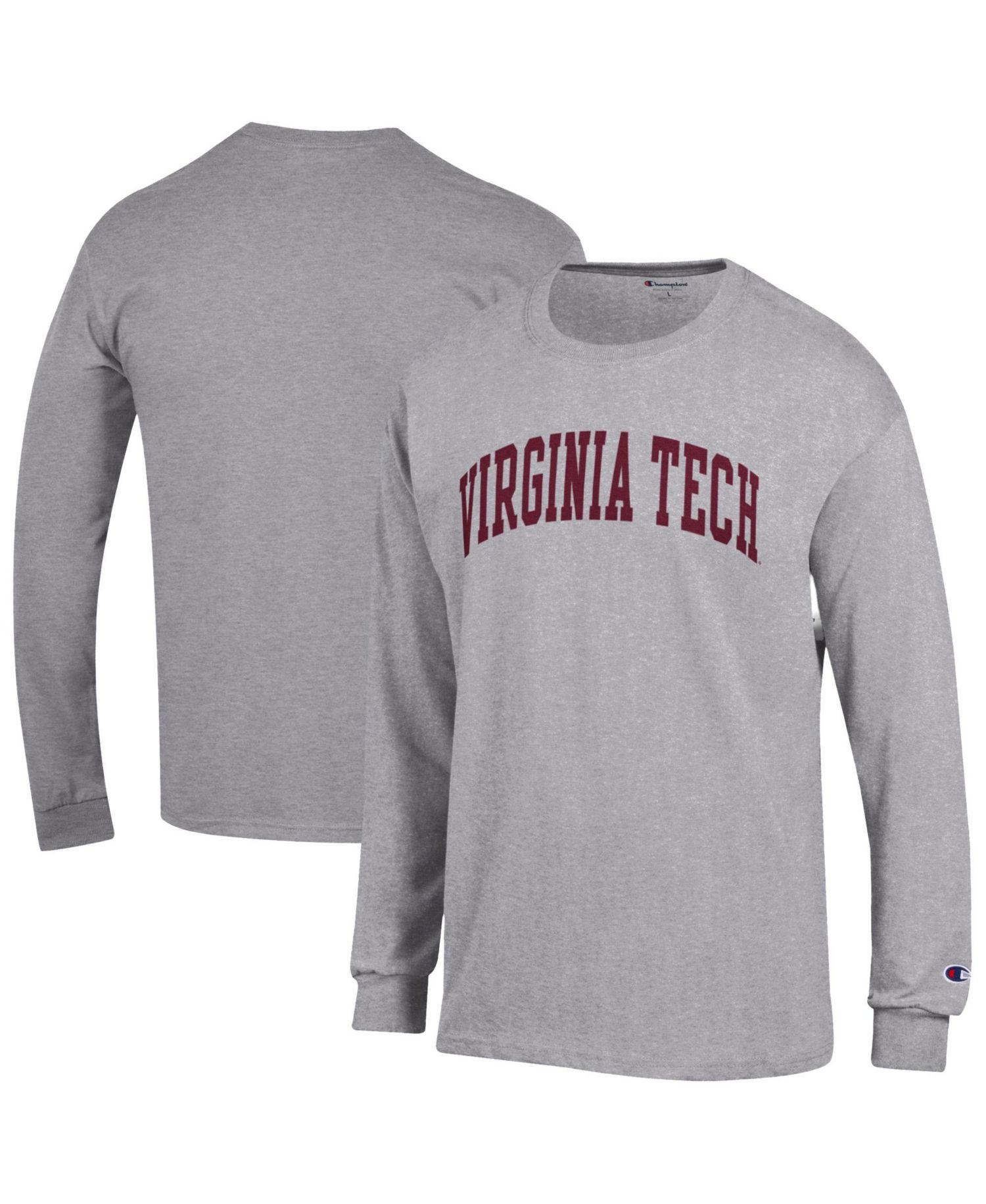 Men's Heather Gray Virginia Tech Hokies Basic Arch Long Sleeve T-Shirt