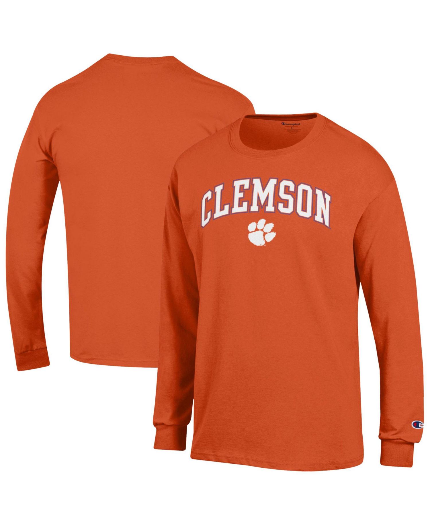 Men's Champion Orange Clemson Tigers Arch Over Logo Long Sleeve T-Shirt