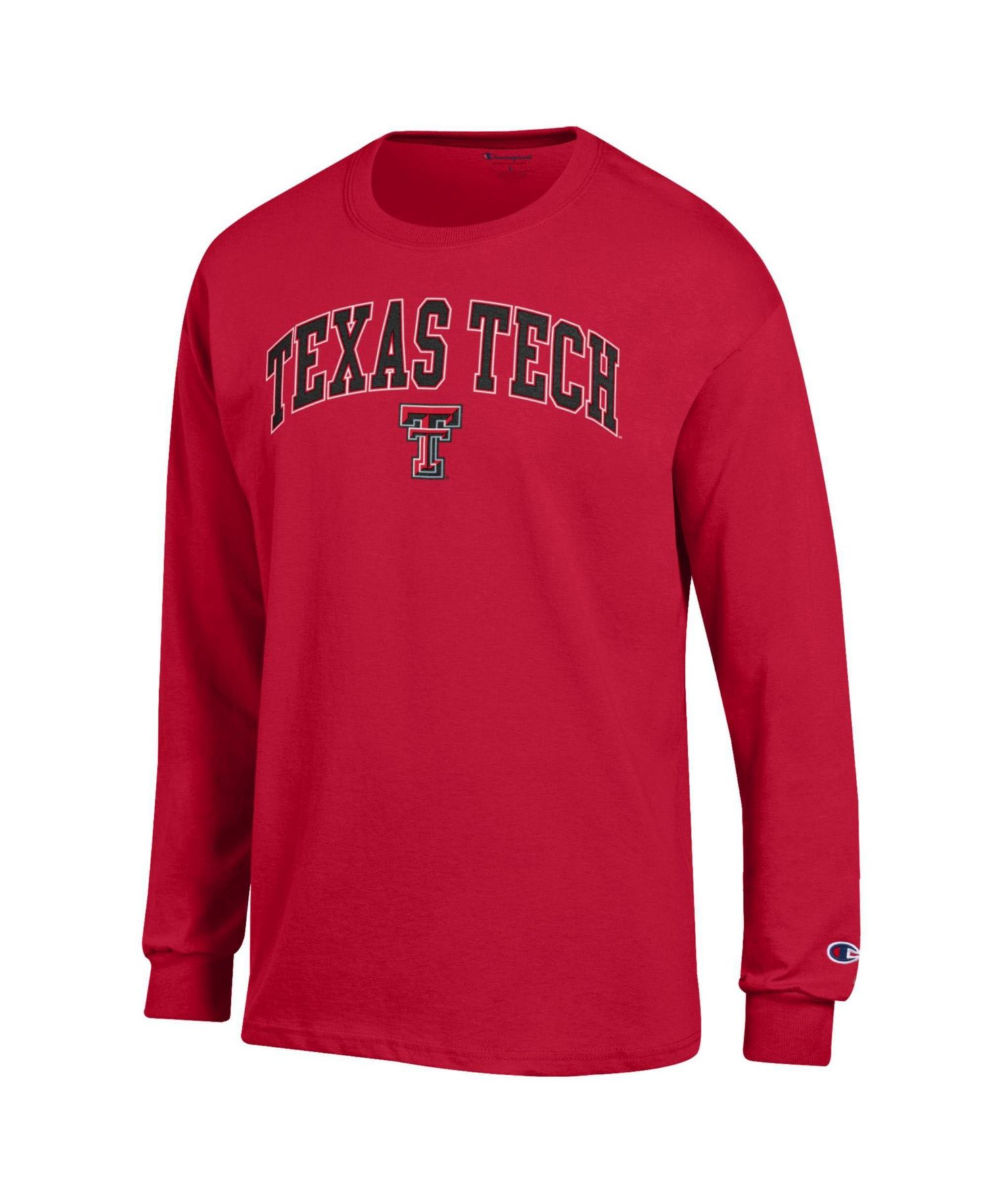 Men's Champion Black Texas Tech Red Raiders Arch Over Logo Long Sleeve T-Shirt