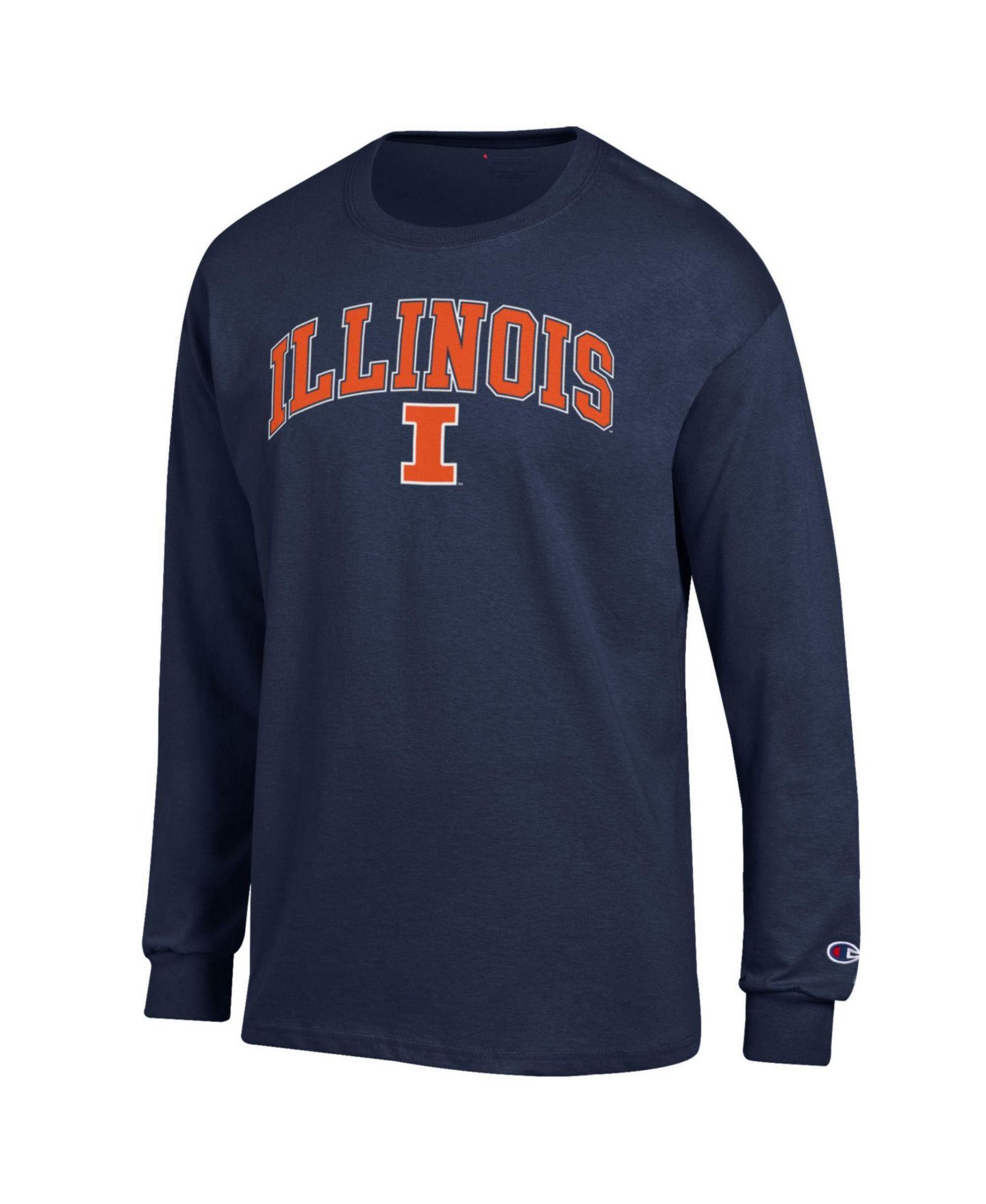 Мужская футболка Champion Navy Illinois Fighting Illini Arch Over Logo Long Sleeve — фото 2