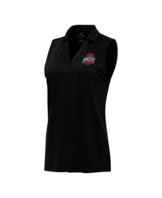 Women's Heather Black Ohio State Buckeyes Layout Sleeveless V-Neck Polo Shirt
