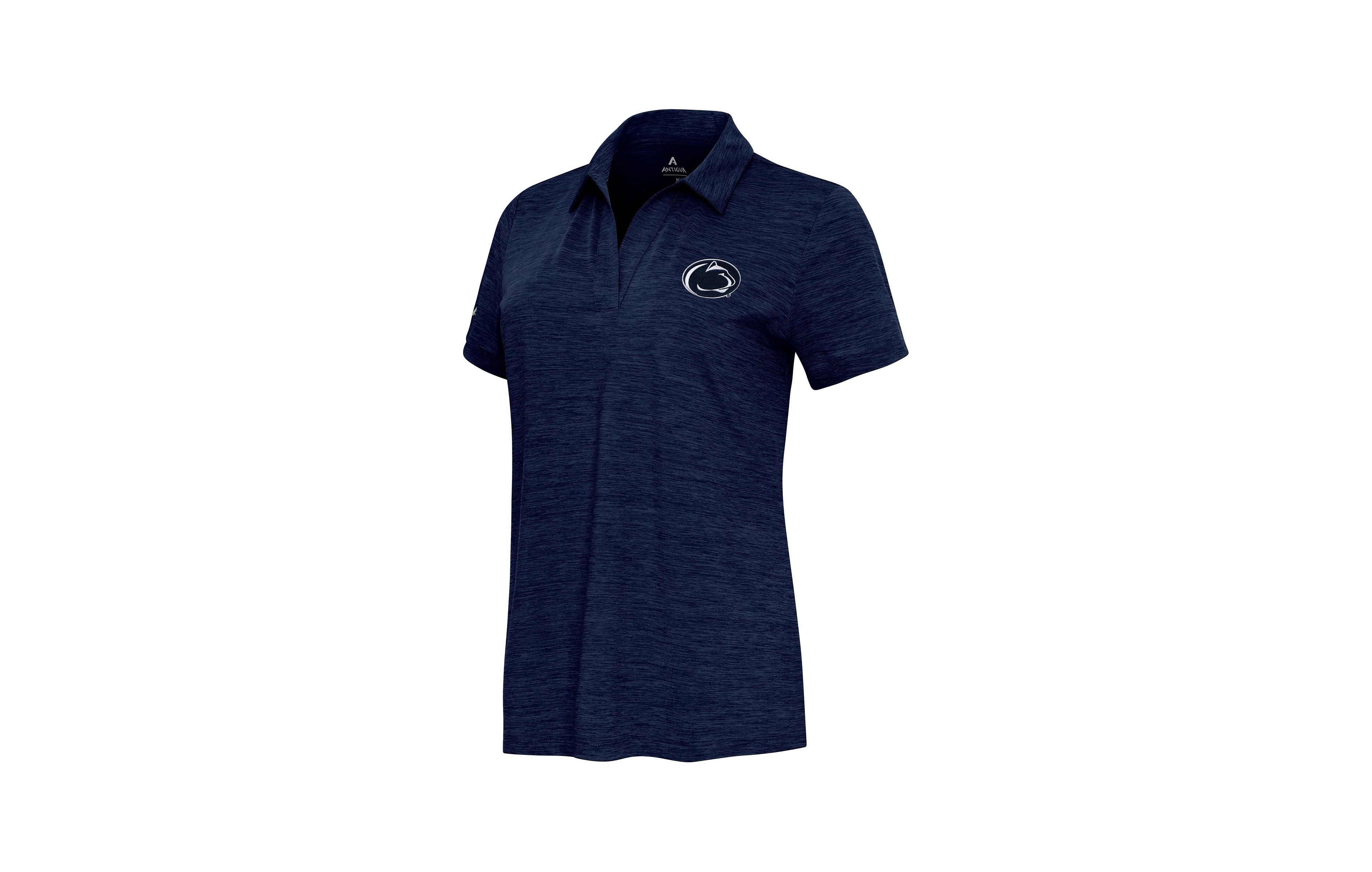 Antigua Women's Heather Navy Penn State Nittany Lions Layout V-Neck Polo Shirt