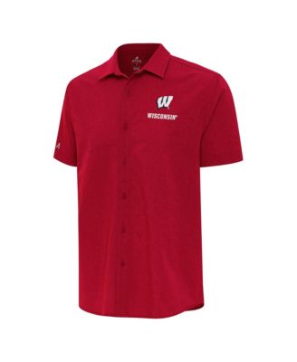 Men's Red Wisconsin Badgers Activate Woven Short Sleeve Button-Down Shirt