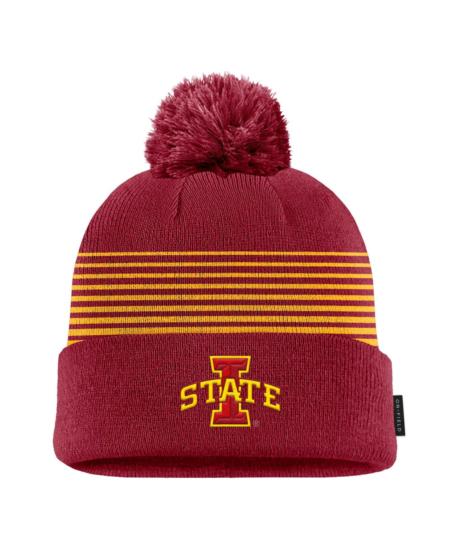 Men's Cardinal Iowa State Cyclones 2026 On-Field Peak Cuffed Knit Hat with Pom