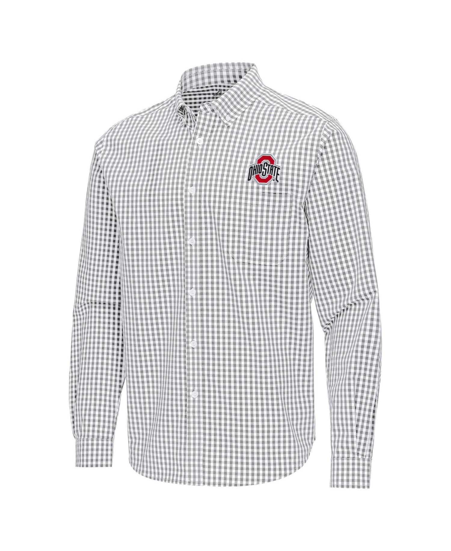 Men's Gray Ohio State Buckeyes Ellis Woven Tri-Blend Long Sleeve Button-Down Shirt