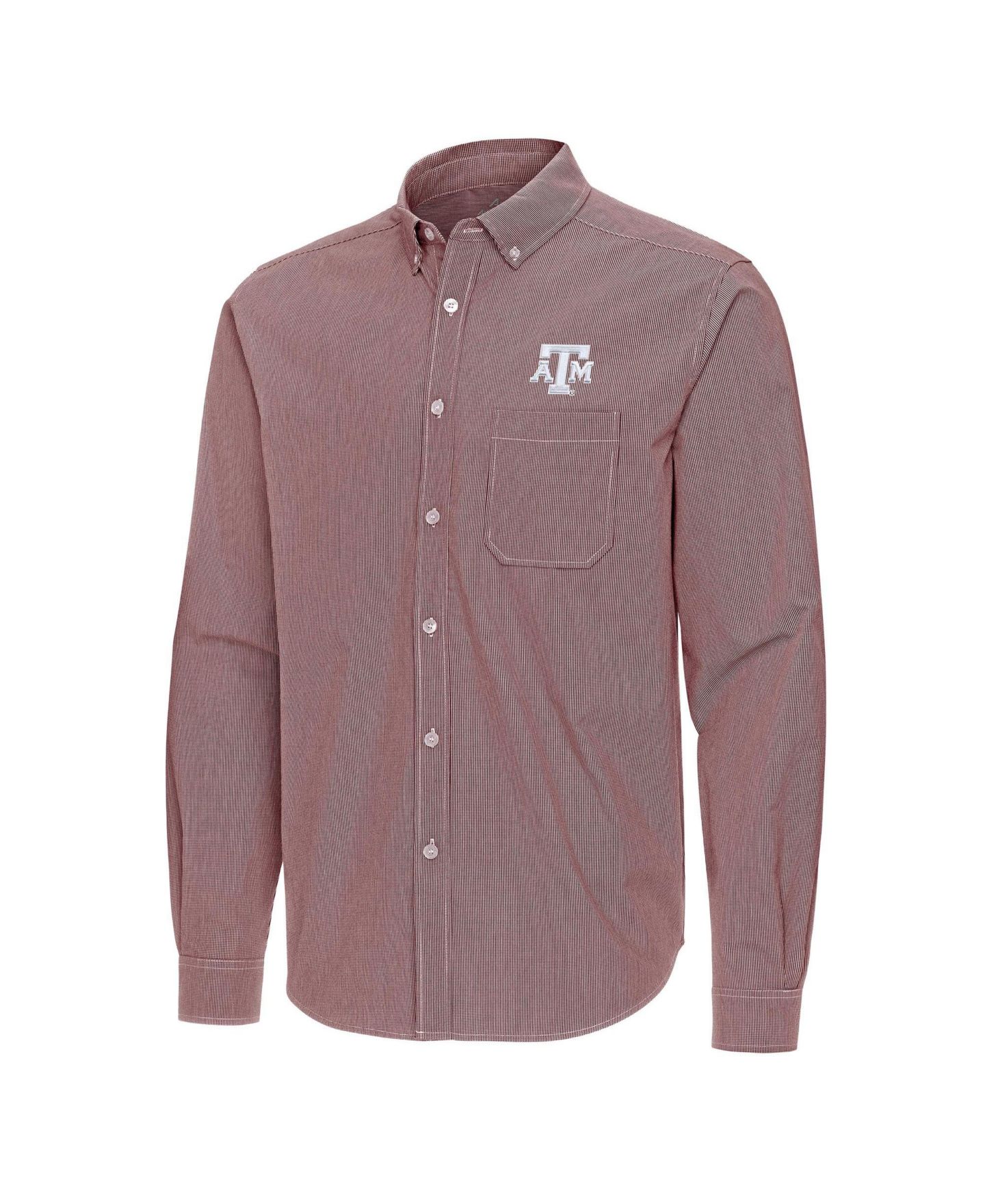 Мужская рубашка Antigua Maroon Texas A&M Aggies Porter Woven Tri-Blend Long Sleeve Button-Down — фото 2