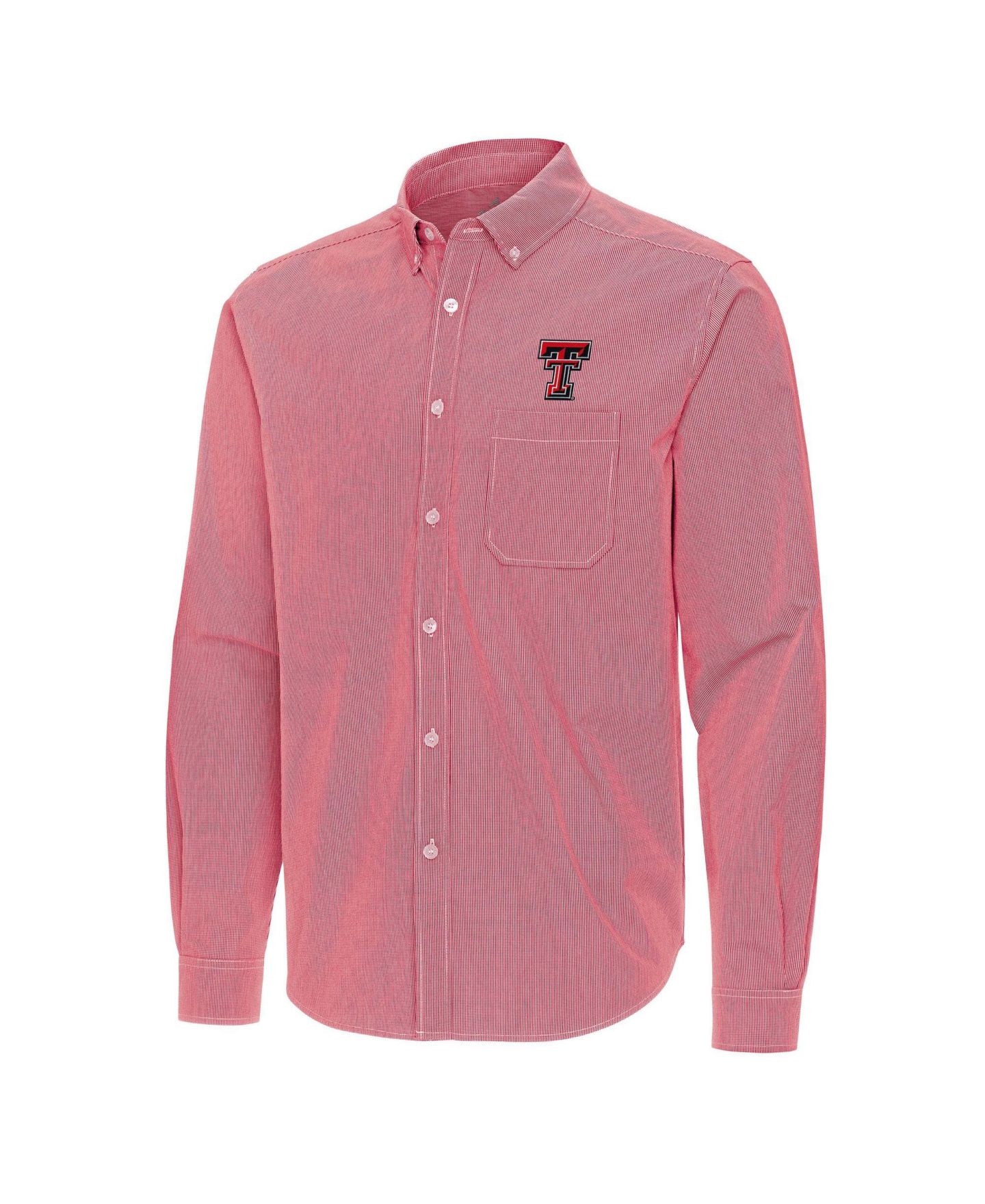 Мужская рубашка Antigua Red Texas Tech Red Raiders Porter Woven Tri-Blend Long Sleeve Button-Down — фото 2