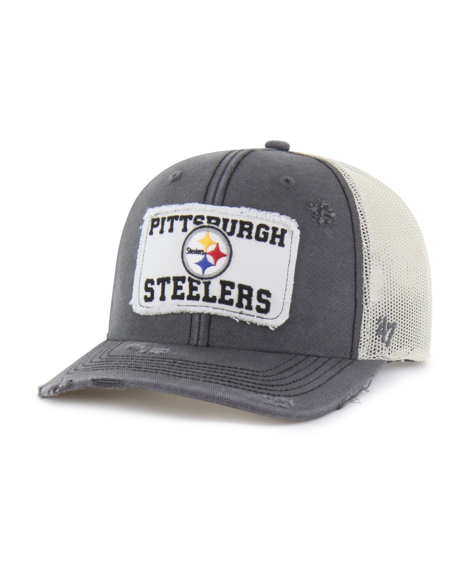 Men's Charcoal Pittsburgh Steelers Egremont Well-Worn Adjustable Trucker Hat