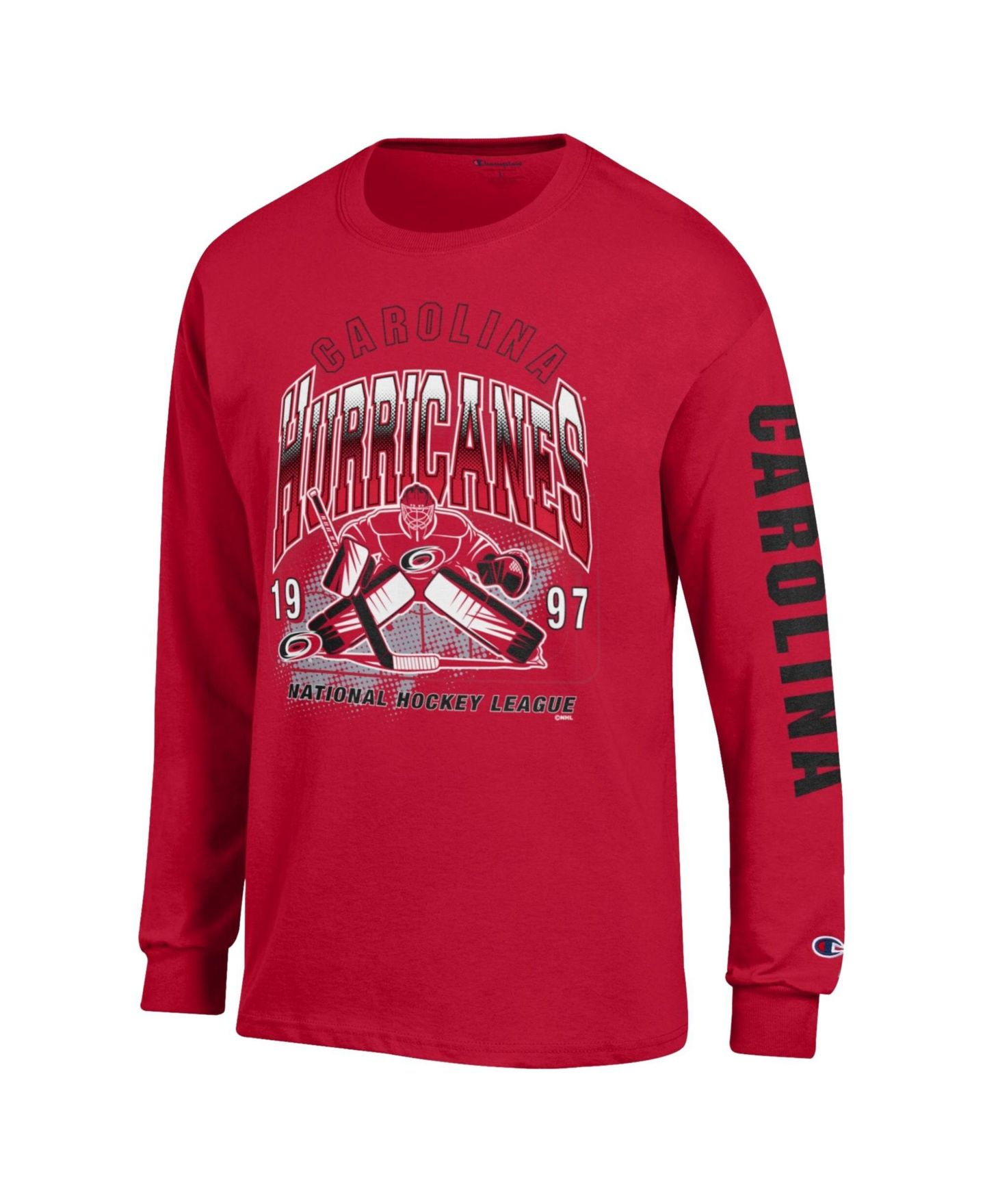 Мужская футболка Champion Red Carolina Hurricanes Long Sleeve Jersey — фото 2