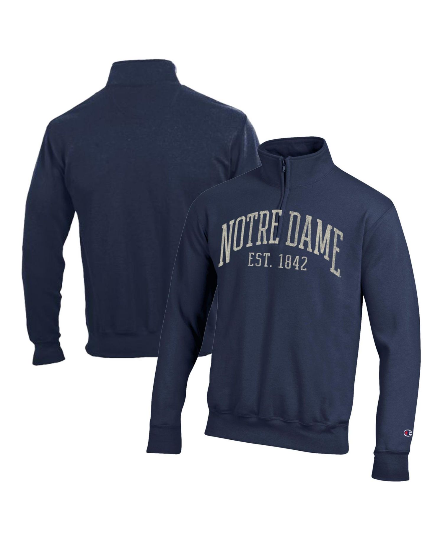 Men's Navy Notre Dame Fighting Irish Powerblend Quarter-Zip Pullover Sweatshirt