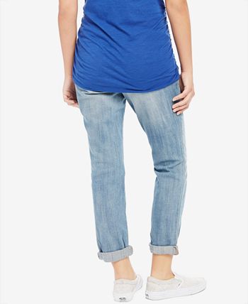 Indigo Blue Maternity Over the Bump Distressed Skinny Denim Jeans - Macy's