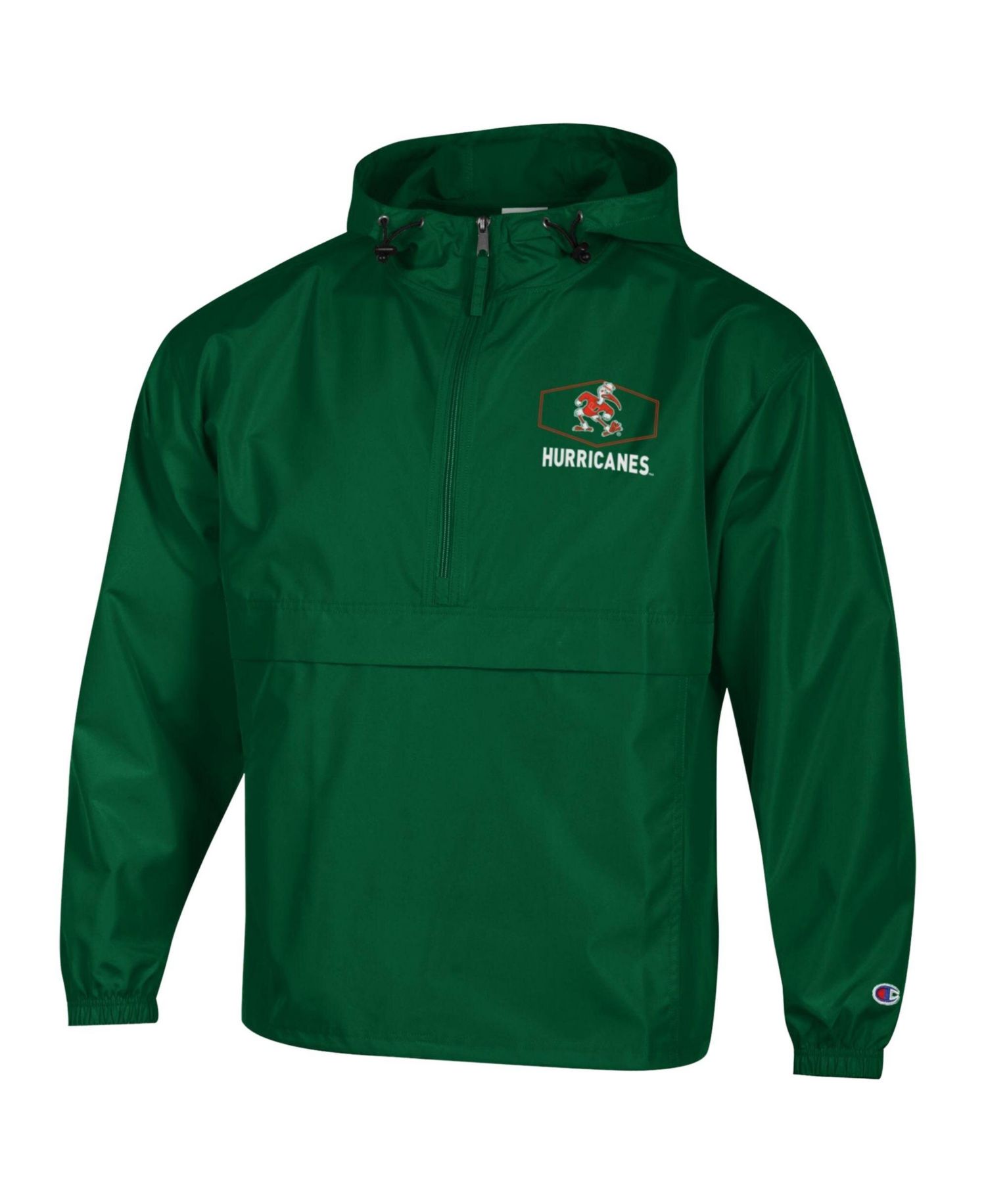Men's Green Miami Hurricanes Delay Packable Half-Zip Jacket