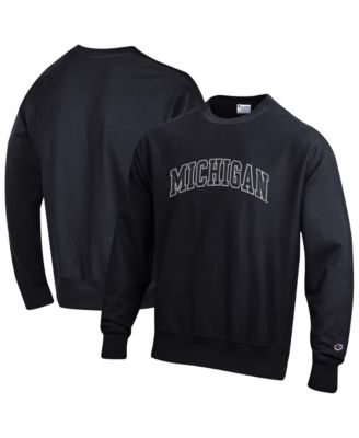 Men's Black Michigan Wolverines Reverse Weave Crewneck Sweatshirt