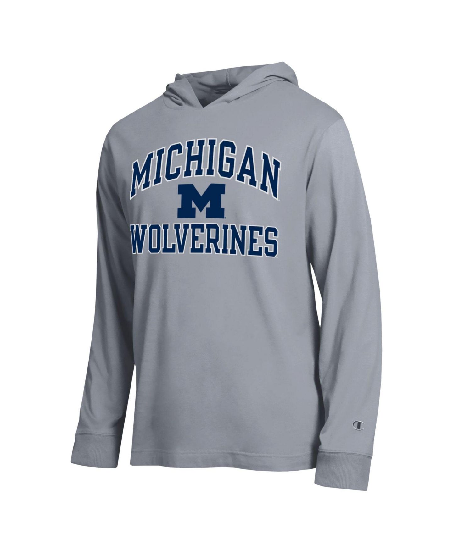 Мужская футболка Champion Heather Gray Michigan Wolverines High Motor All-Star Long Sleeve Hooded — фото 2