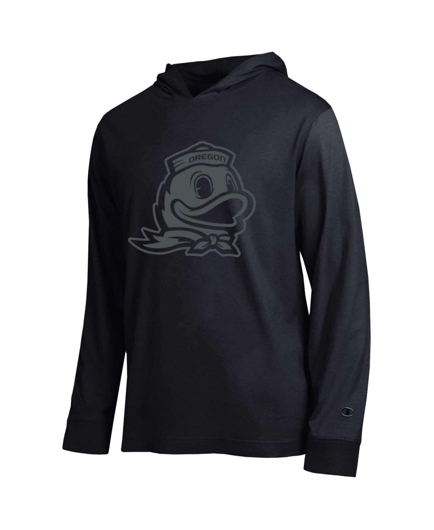 Men's Black Oregon Ducks Tonal All-Star Long Sleeve Hooded T-Shirt