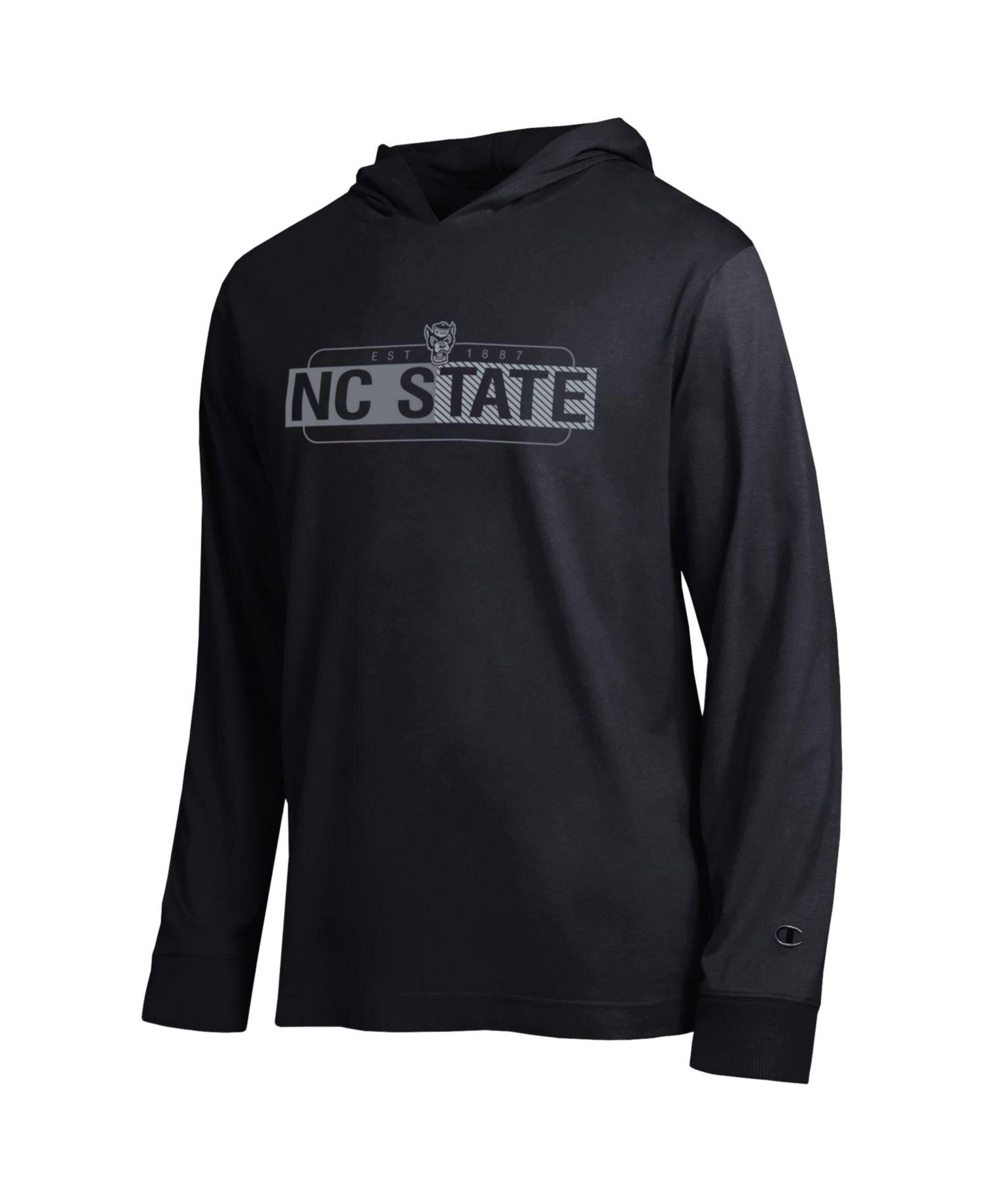 Men's Black NC State Wolfpack Gradient All-Star Long Sleeve Hooded T-Shirt