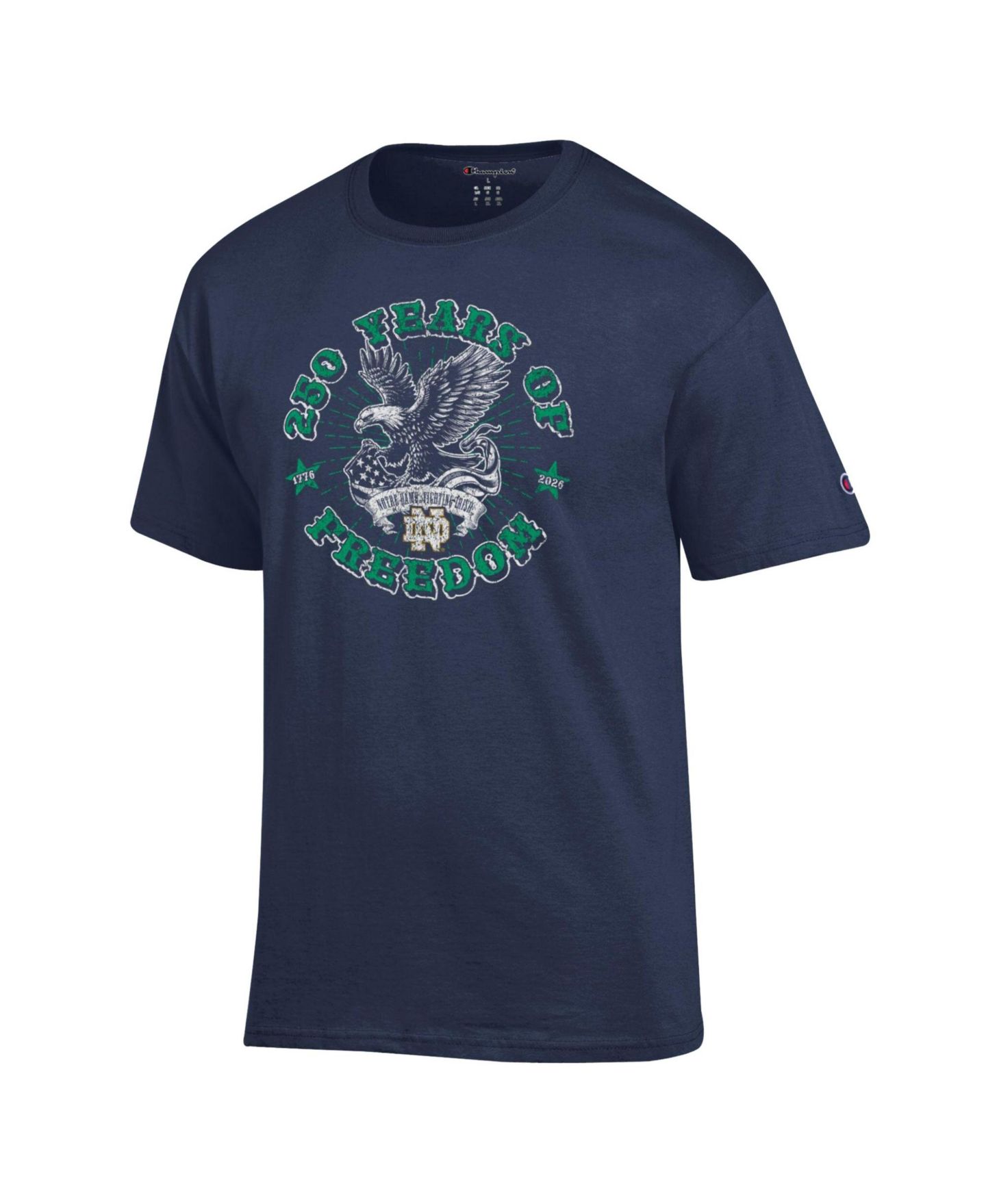 Мужская футболка Champion Navy Notre Dame Fighting Irish Americana 250 Years of Freedom Tonal — фото 2
