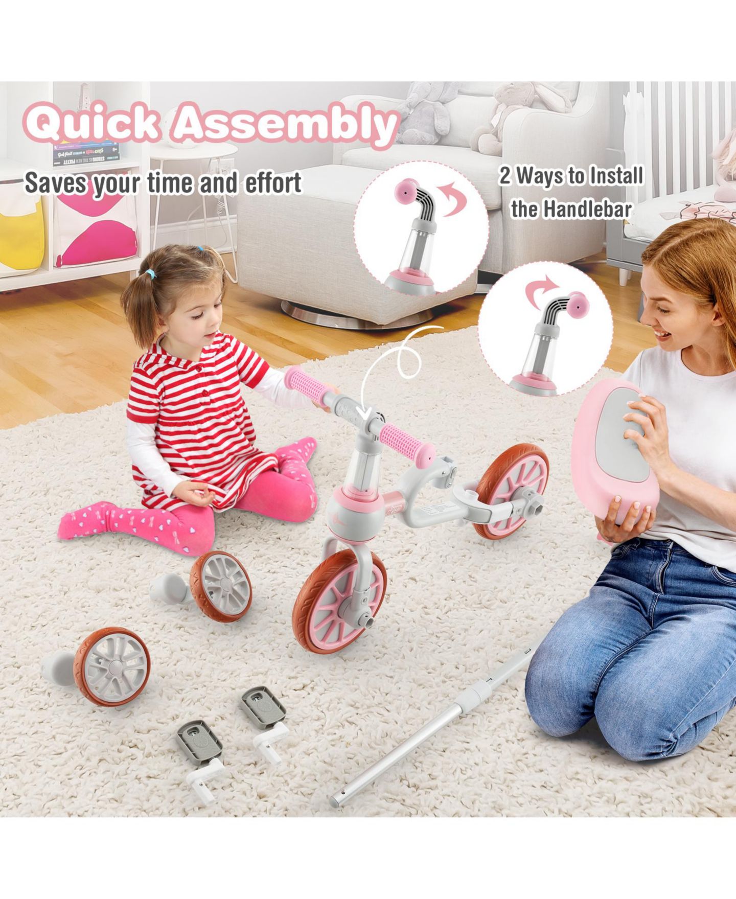 Детская игрушка SUGIFT 4-in-1 Kids Trike Bike with Adjustable Parent Push Handle, Up to 66 lbs, Ages 2+ — фото 7