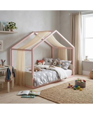   Velvet Canopy Bed with Upholstered Side Panels