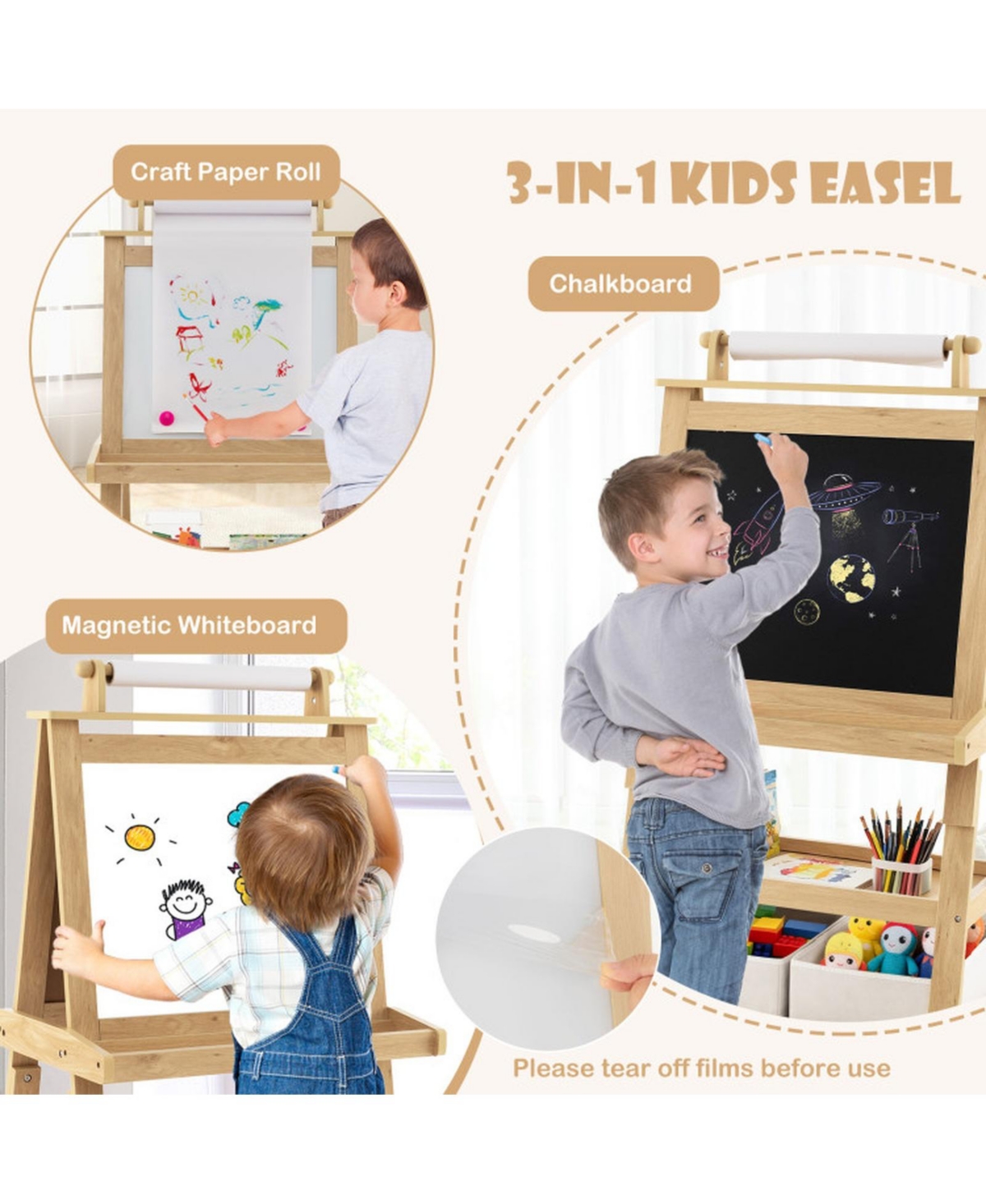 Sugift Double-Sided Art Easel with Paper Roll