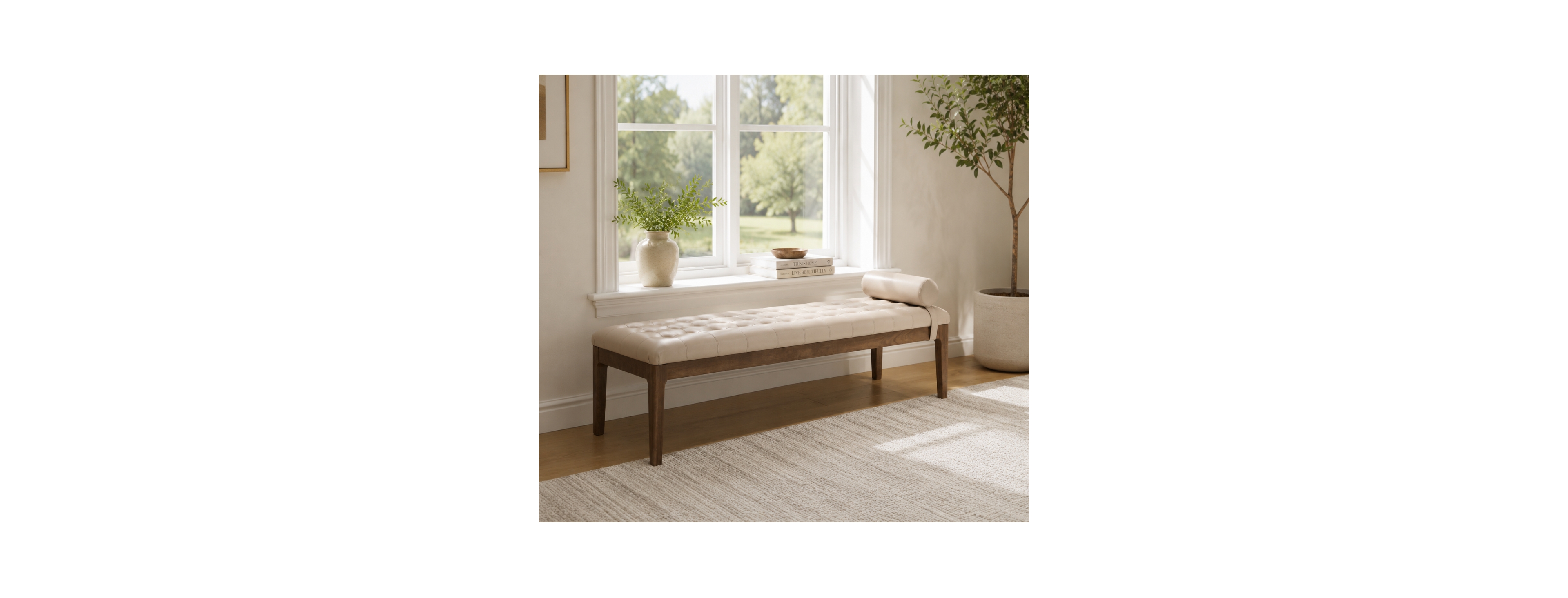 Streamdale Furniture 66" Tufted Upholstered End of Bed Bench with Headrest