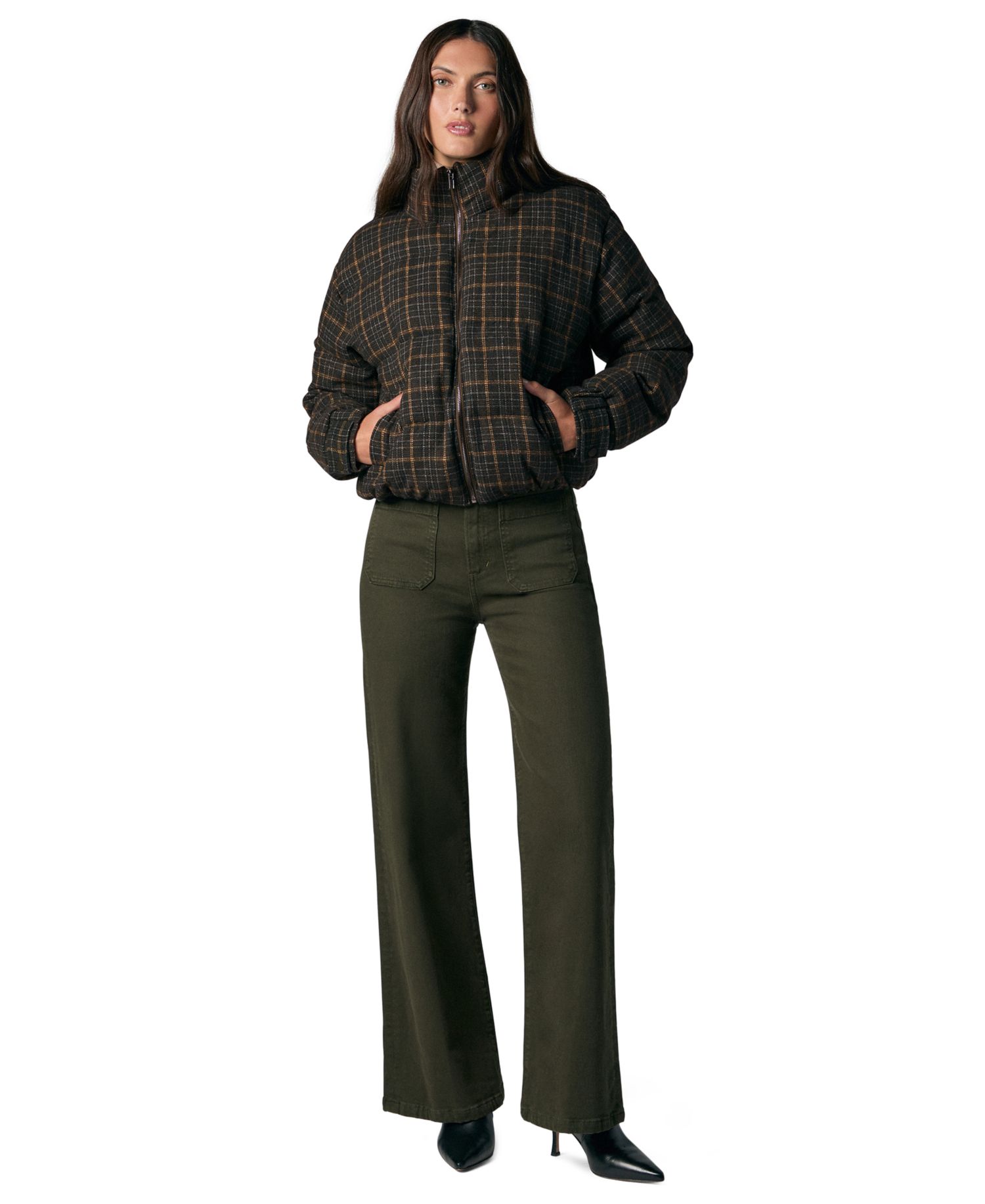 Women's Bruna Short Plaid Puffer Coat